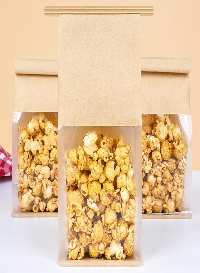 VELEXE Kraft Paper Tin Tie Tab Lock Bakery Bags with Transparent Window - Pack of 15 | Size: 26X16 cm | Packaging Bags for Bread, Cookies, Snacks & Bakery Items - Image 5